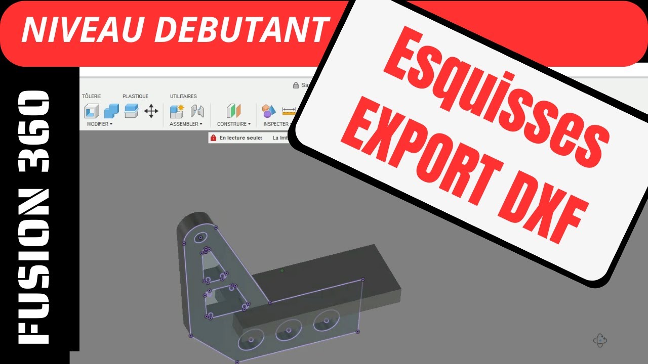 tuto débutant export dxf fusion 360: dessiner et exporter une pièce en DXF (guignol avion RC)