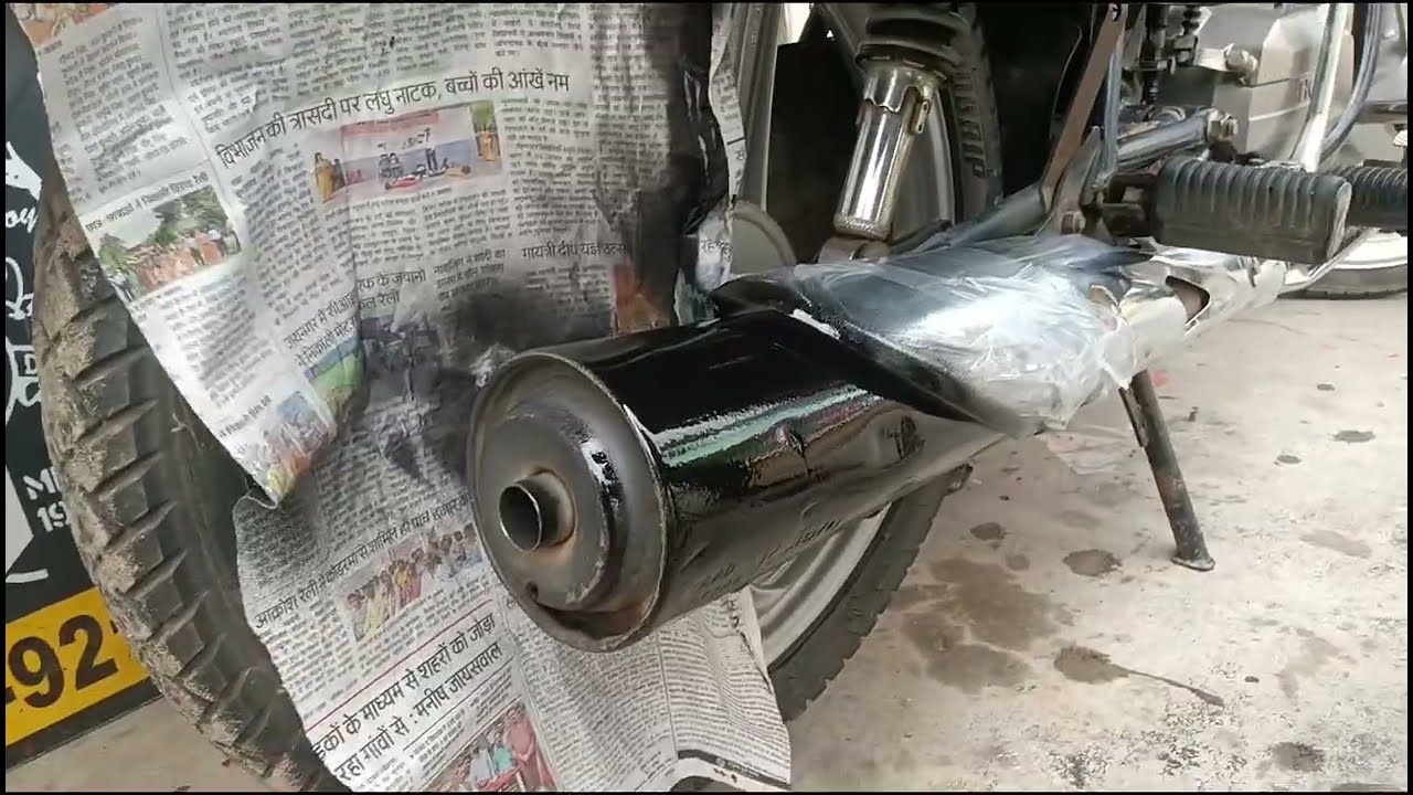 Hero splendor plus bike silencer black spray painting in 2025