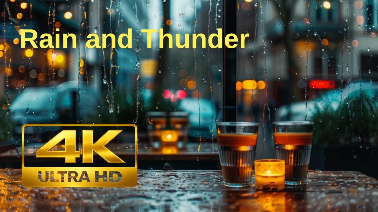 Rain and Thunder Sounds on Window 🌧️⚡ Cozy Window Ambience for Sleep & Relax | 4K