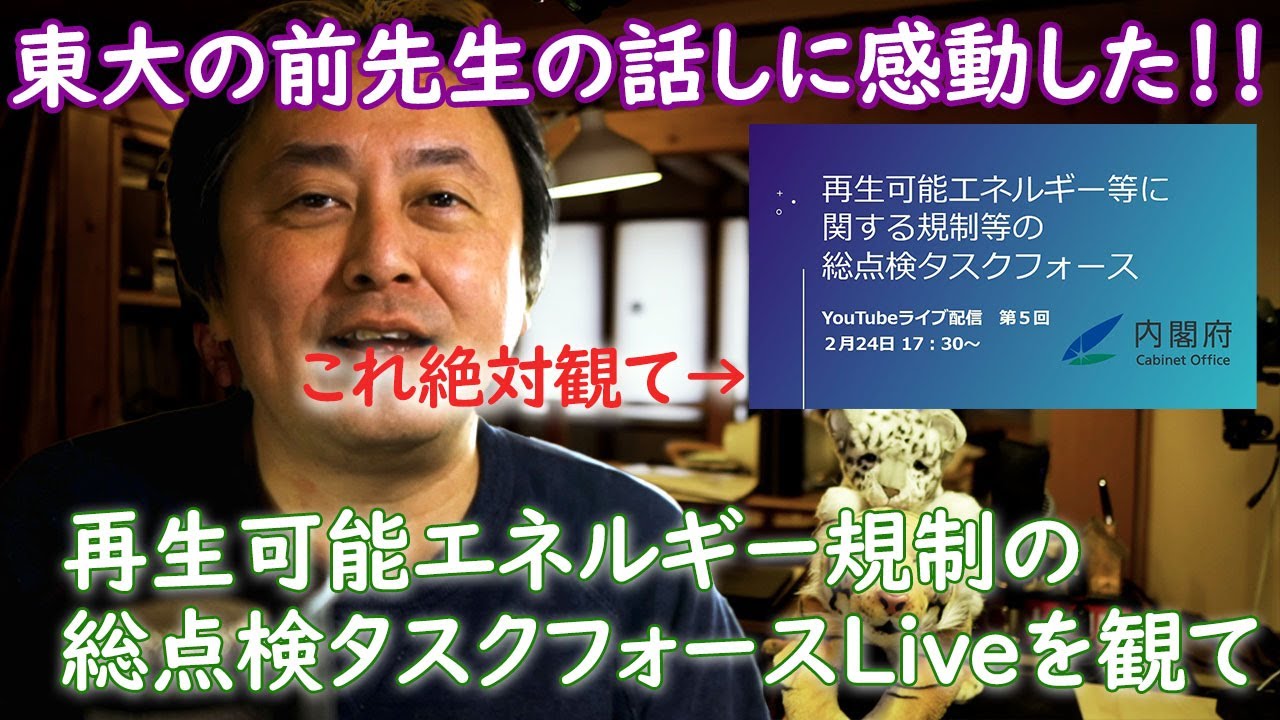 【前先生の提言の解説】再生可能エネルギー規制の総点検タスクフォースYouTubeライブを観て思ったこと。#前先生