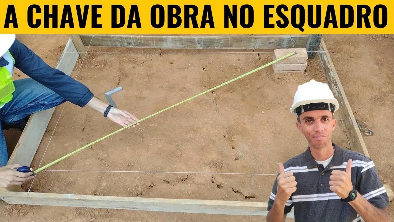 COMO TIRAR O ESQUADRO DE UMA OBRA E ESQUADREJAR UMA OBRA NO GABARITO E ESQUADRO COM A TRENA