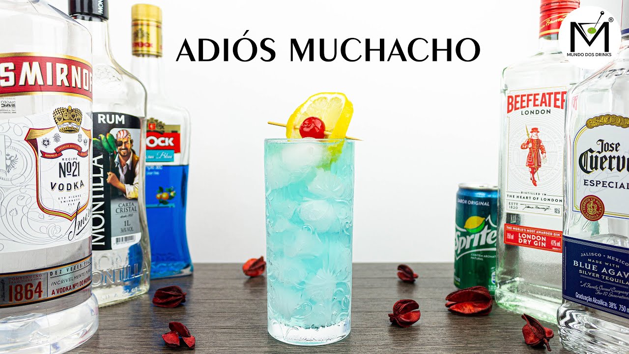 COMO FAZER O ADIÓS MUCHACHO! DRINK COM GIN, VODKA, RUM, TEQUILA E SPRITE!🍹🍹🍹🍹🍹🍹