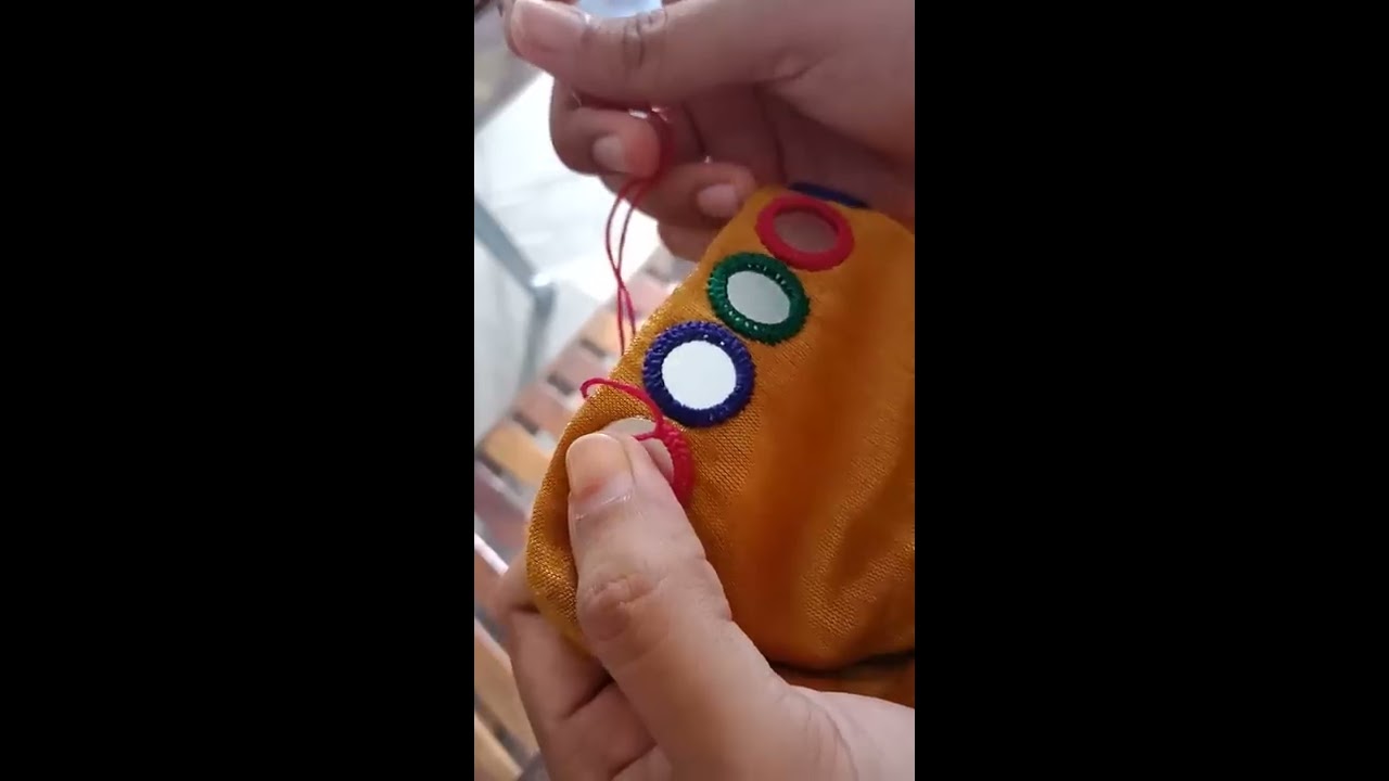 Hand embroidery: mirror work//colour full blouse