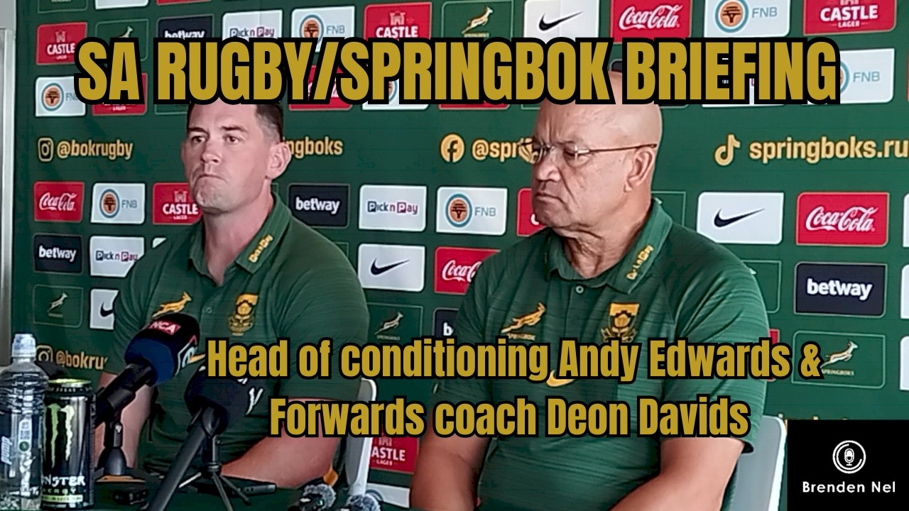 SPRINGBOKS: Head of conditioning Andy Edwards & Forwards coach Deon Davids chat ahead of the season
