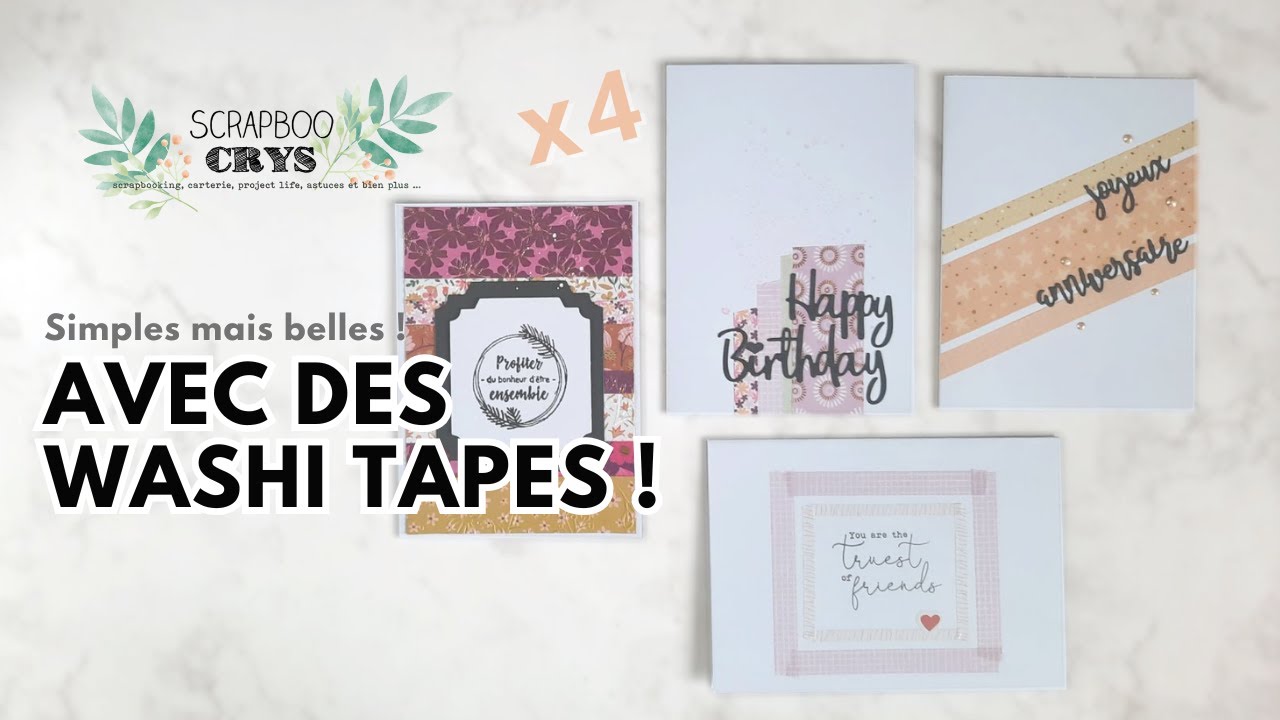 WASHI TAPES : plein d'idées pour créer des cartes toutes belles ❤️ !! Tuto carterie scrapbooking