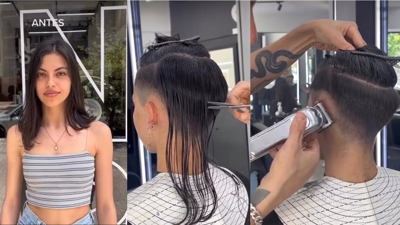 Gorgeous Girl Model Gets a Shaved Short Pixie | Long Hair to Short | Woman Haircut