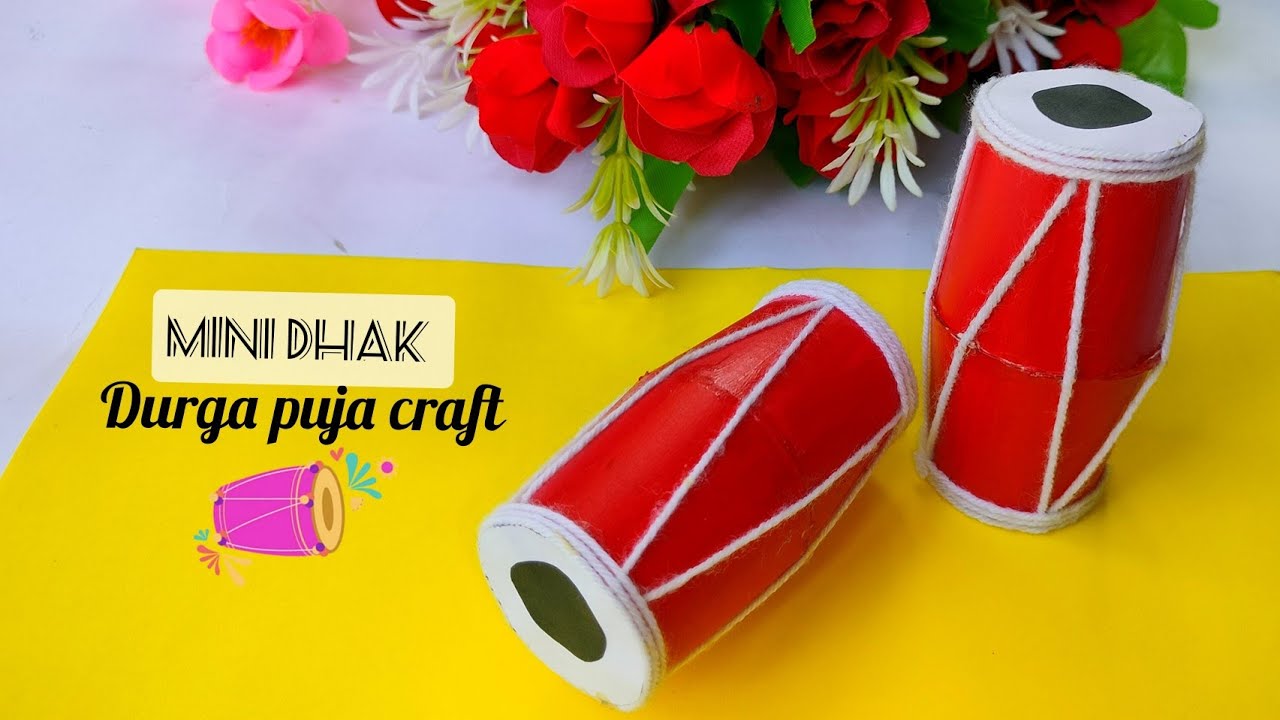 Mini Dhak/Durga Puja Special Craft/Durga Puja Mini Dhak/Dholak making/Navaratri craft ideas