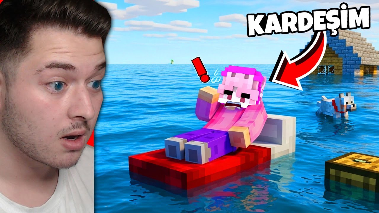 Minecraft'ta SALAK KARDEŞİMİ DÜNYAYI SEL BASARAK TROLLEDİM!!