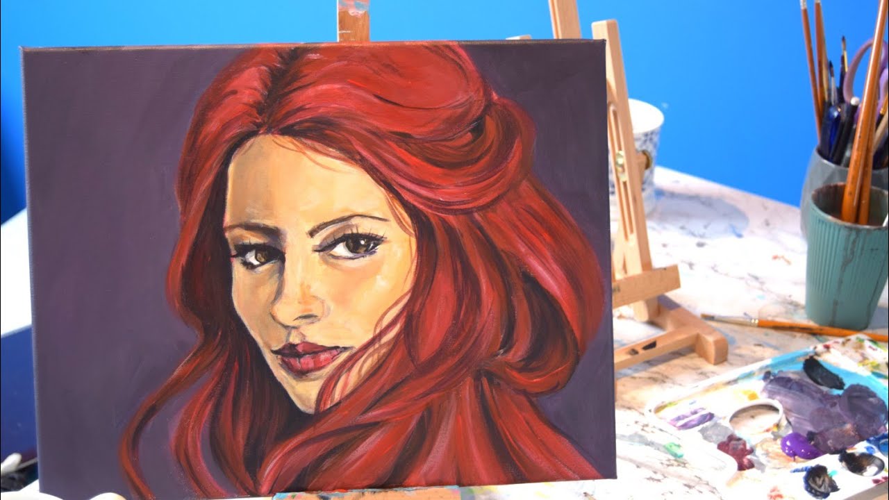 Red Hair Lady Portrait - Time-lapse