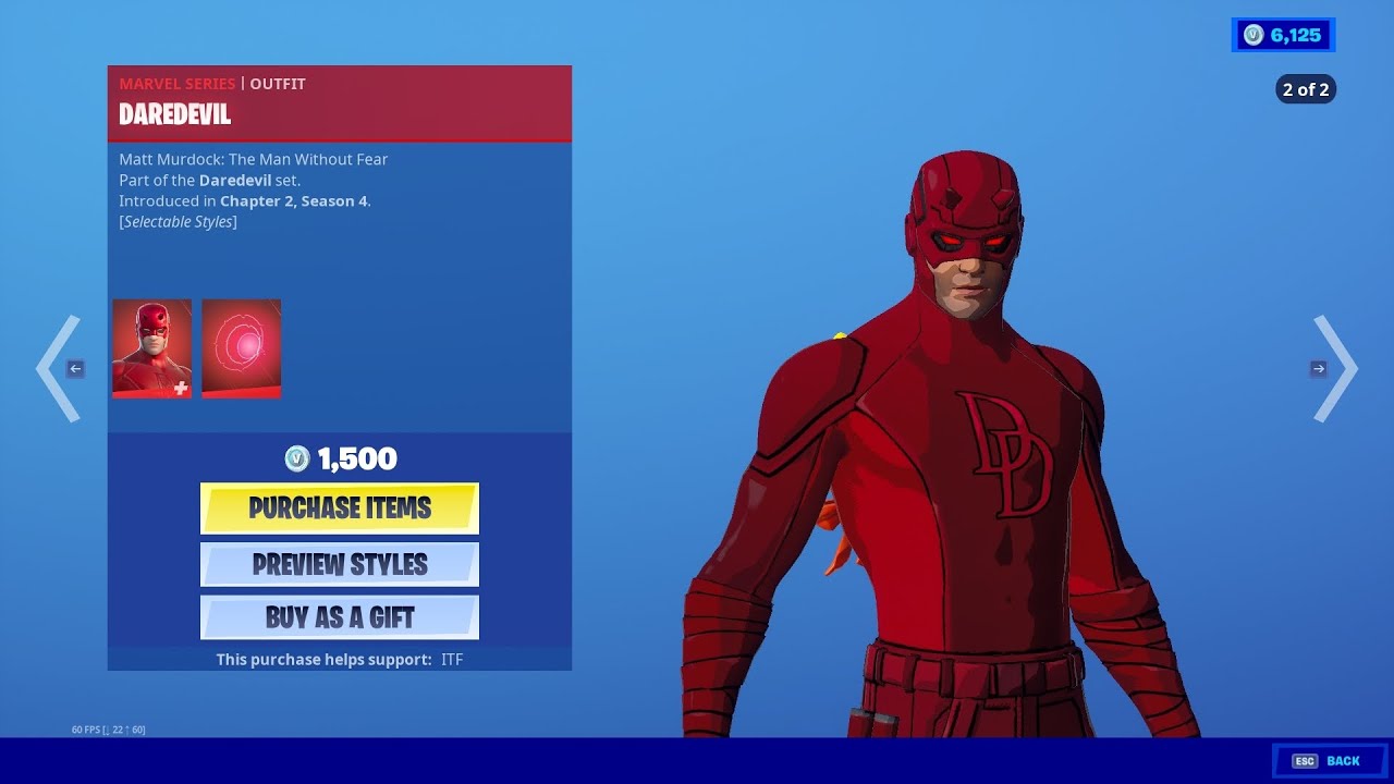 New Daredevil Skin + Daredevil Bundle (Fortnite Battle Royale) (Item Shop 10/17/20)