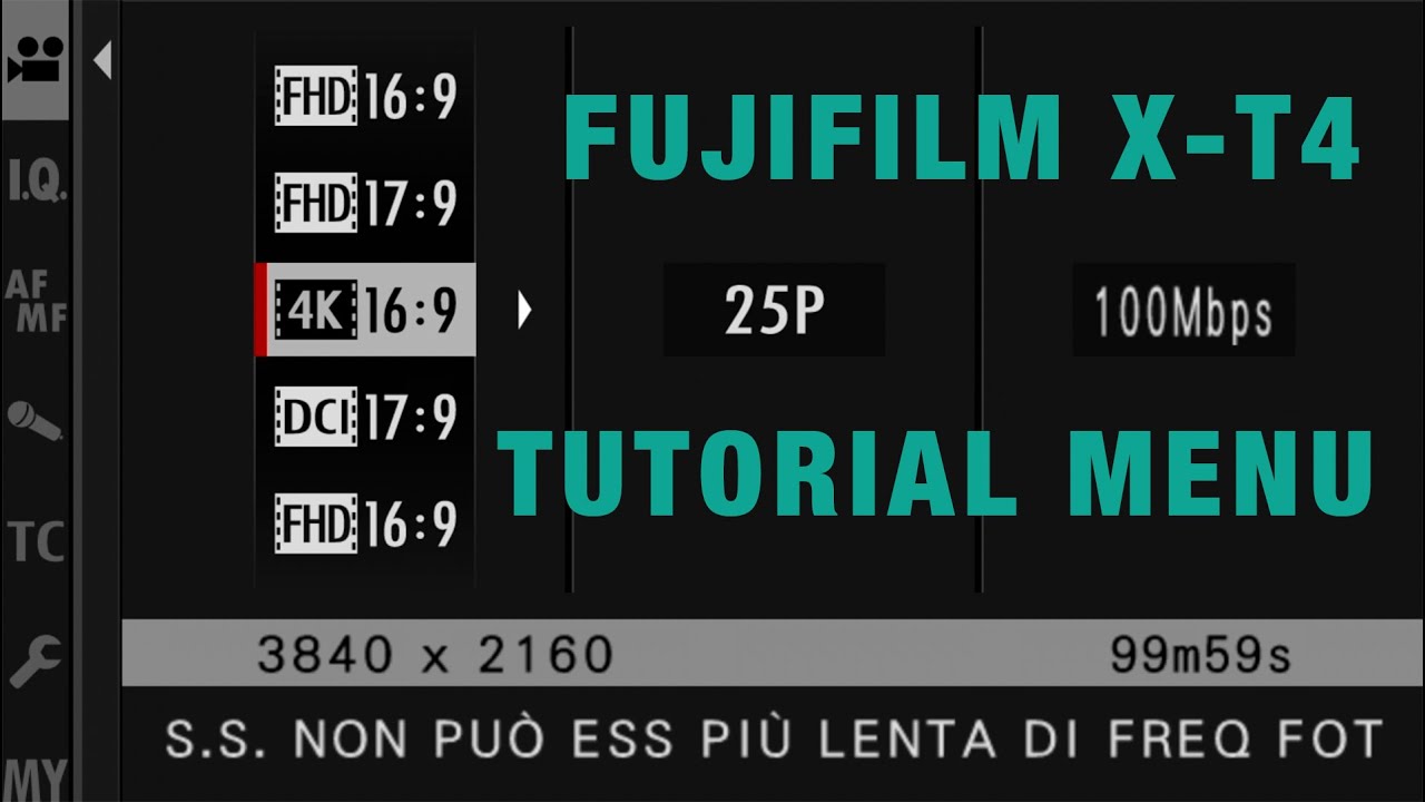 Fujifilm X T4 - Tutorial completo menu (Video) - ITA