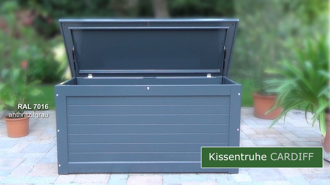 Kissentruhe CARDIFF - wasserdichte Auflagentruhe - Gartentruhe mit  25 Jahren Garantie