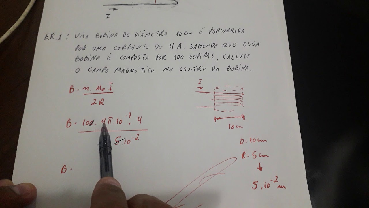 Campo magnético no centro de uma  bobina chata - Exercicios resolvidos
