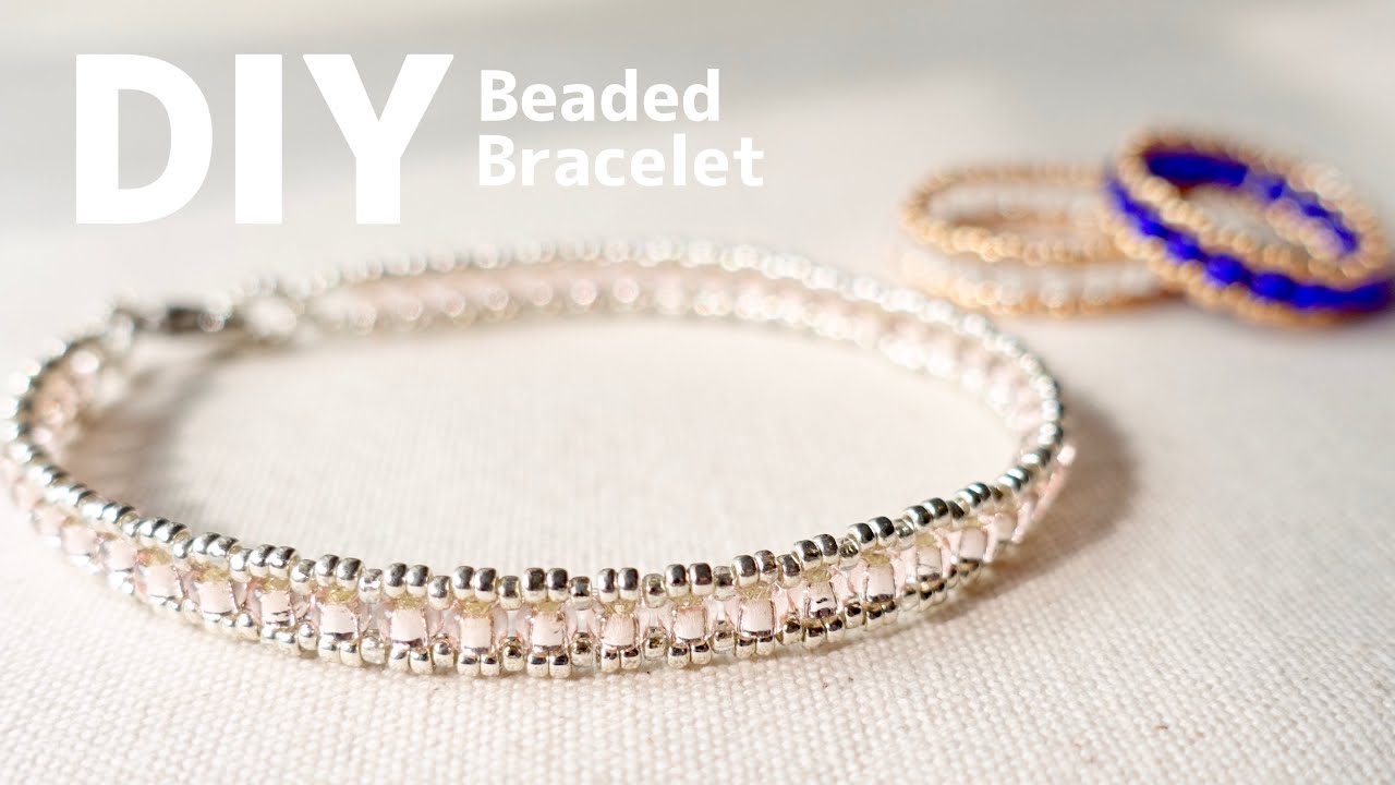 DIY|How to make Seed Beads Bracelet|tutorial|リングとお揃いで♪シードビーズのブレスレットの作り方 テグス編み|簡単|大人|バザー