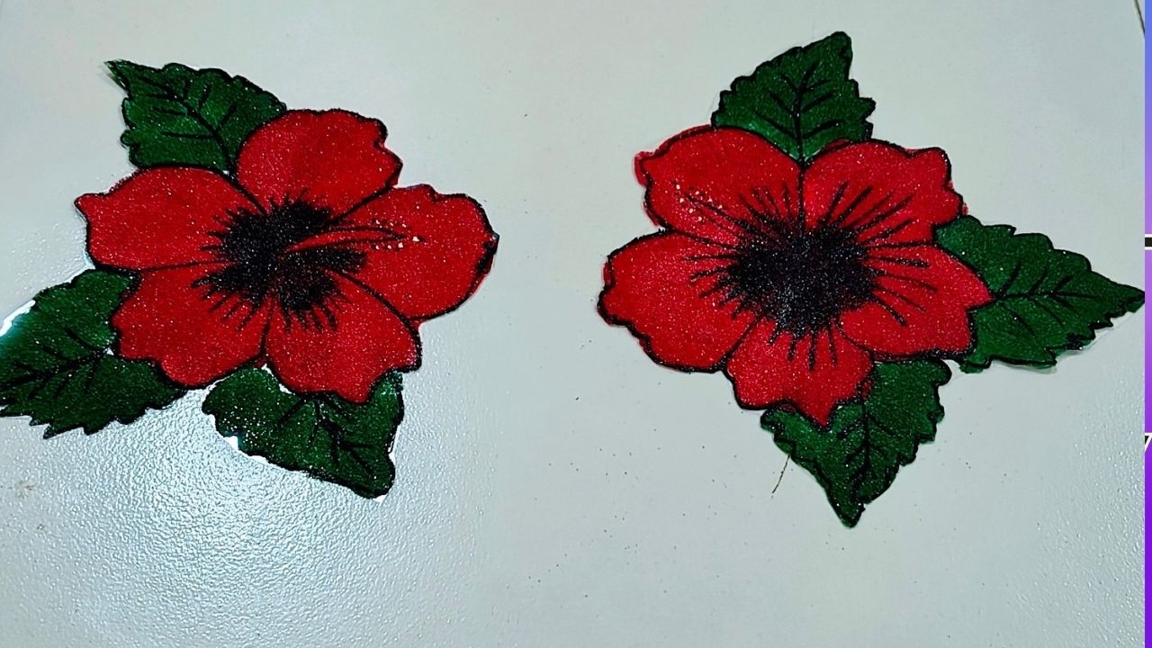 How To Make Readymade Jaswand Rangoli Patch tutorial | रेडीमेड जास्वंद रांगोळी पॅच 🌺 |