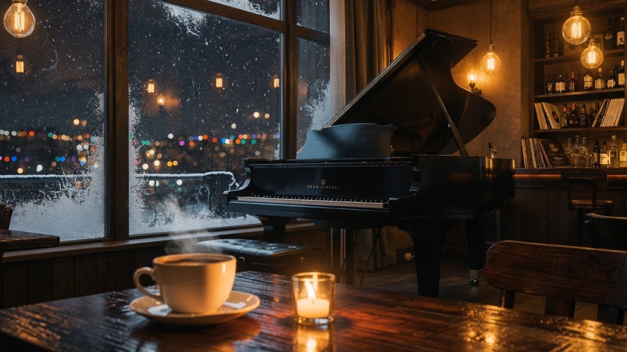 Snowy Midnight Cafe ❄️ Elegant Jazz Piano Music for Work & Relaxing