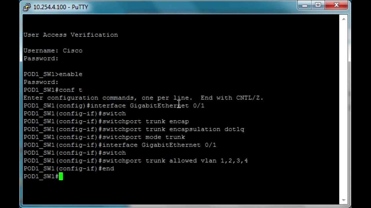 How to configure trunk interface (Cisco IOS)