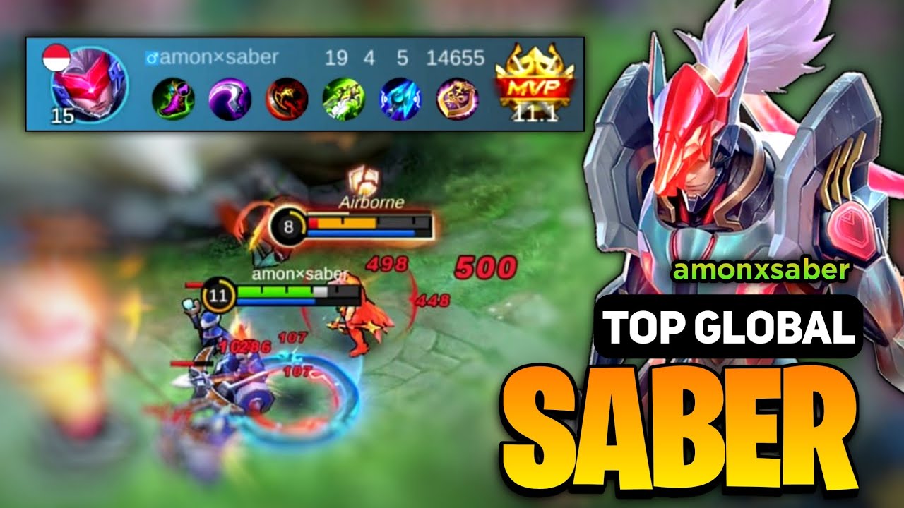 Saber Best Build 2023 [ Saber Top Global Gameplay ] By saberxamon - Mobile Legends