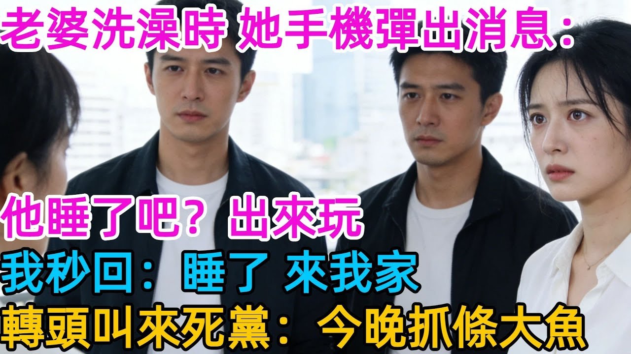 老婆洗澡時，她手機彈出消息：他睡了吧？出來玩。我秒回：睡了，來我家。然後撥通死黨電話：帶上相機，今晚抓條大魚#男頻#有聲書#爽文#男主#原創