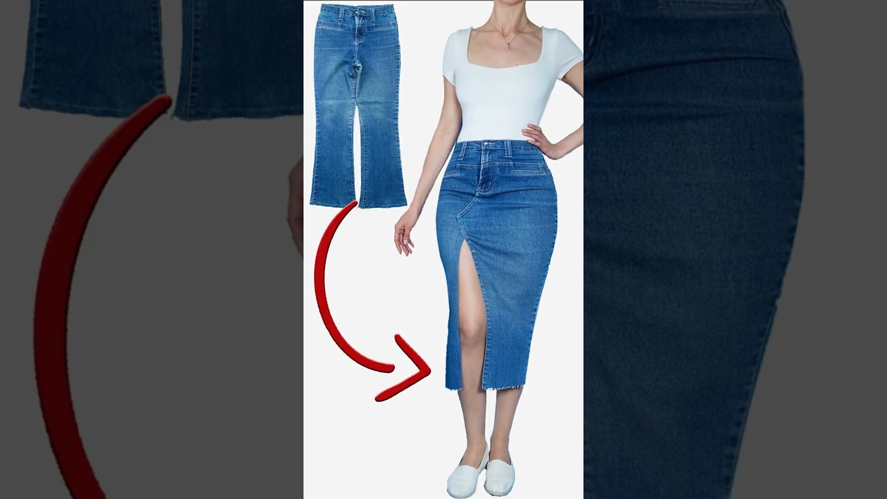 Как легко переделать старые джинсы в модную юбку своими руками Miarti 🧵✂️
