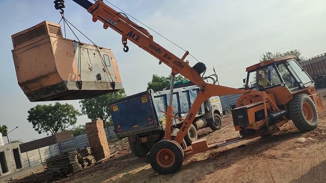 ace crane 🏗️12 Ton crane || generator unloading video || 12 Ton ace crane video | hydra crane video
