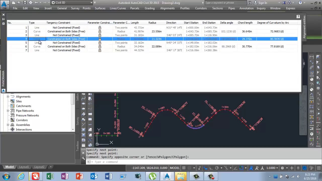 How to Use an Alignment layout tools in Auto cad civil 3d(fix , floating & free alignments) Part 1