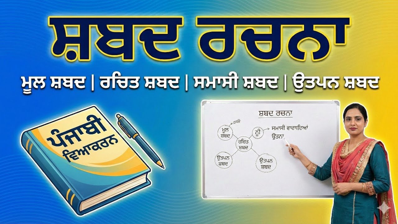ਸ਼ਬਦ ਰਚਨਾ (Word Formation) | ਮੂਲ ਸ਼ਬਦ, ਅਗੇਤਰ, ਪਿਛੇਤਰ, ਸਮਾਸੀ ਸ਼ਬਦ | Punjabi Grammar Full Concept