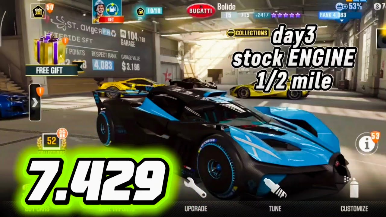 CSR2 Bugatti Bolide - 7.429 | ❌ENGINE | DAY3 TOURNAMENT