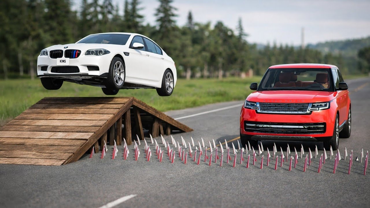 Cars vs Spikes Challenge #12 in BeamNG Drive!