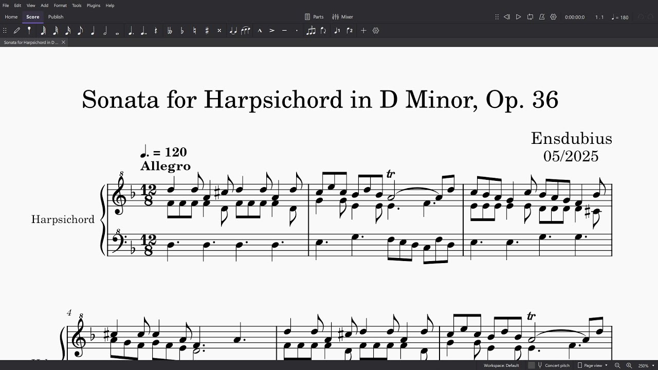 Sonata for Harpsichord in D Minor, Op. 36