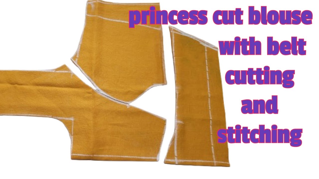 Princess cut blouse with belt cutting and stitching / three piece princess cut blouse