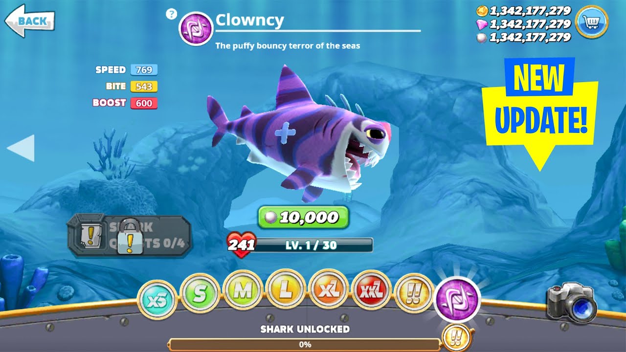 HUNGRY SHARK WORLD UPDATE - NEW CLOWNCY SHARK UNLOCKED & CLOWNCY FULL GAMEPLAY #shark