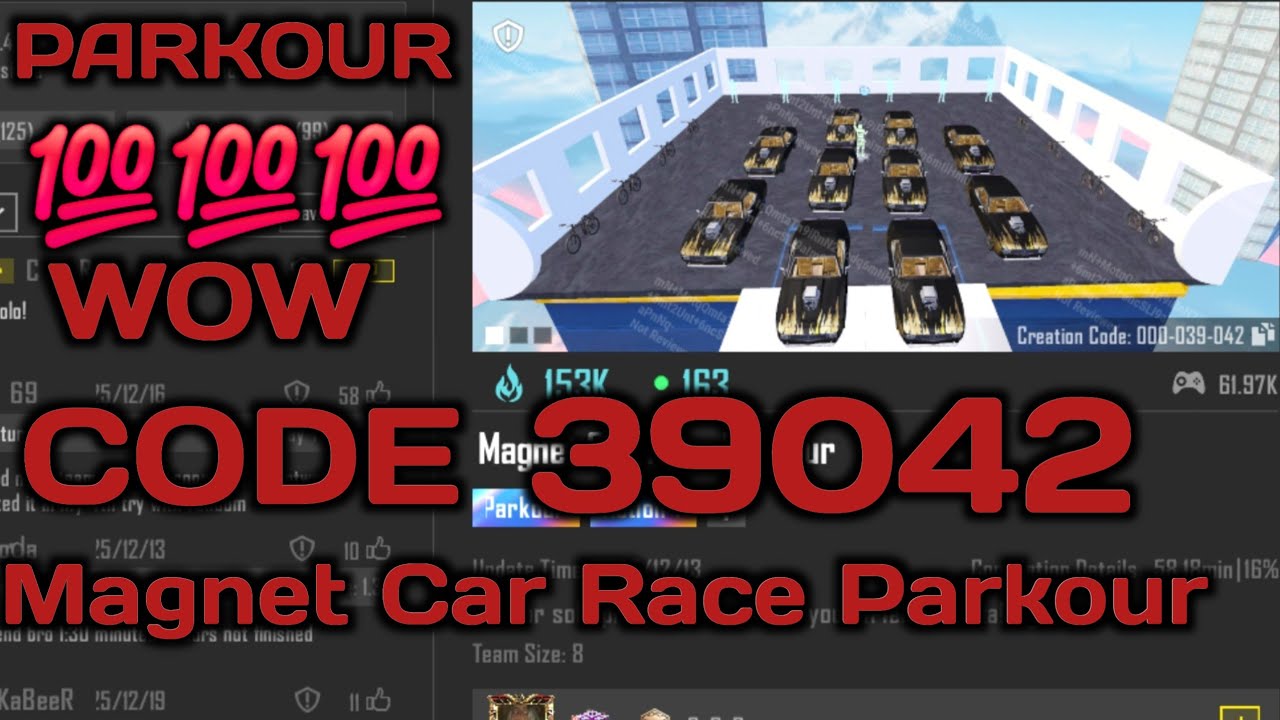 Magnet Car Race parkour gameplay | bgmi parkour map code 39042