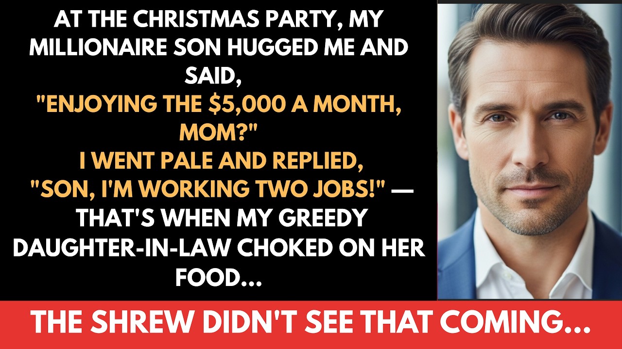 At the Christmas party, my millionaire son hugged me and said, 