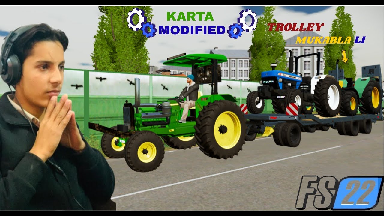  Kar ta Modified 💪 Trolley Mukabla Lyi | Proper Gamer 🎮🚜🔥#viralvideo #farmingsimulator22  #like