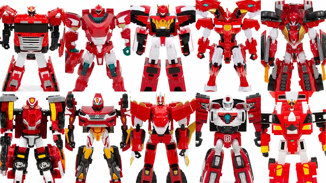 Red Mecha TobotV Leo Kaiser Megalodon Bolt DinoTrainer Jaki HelloCarbot JurassicCops Transformation