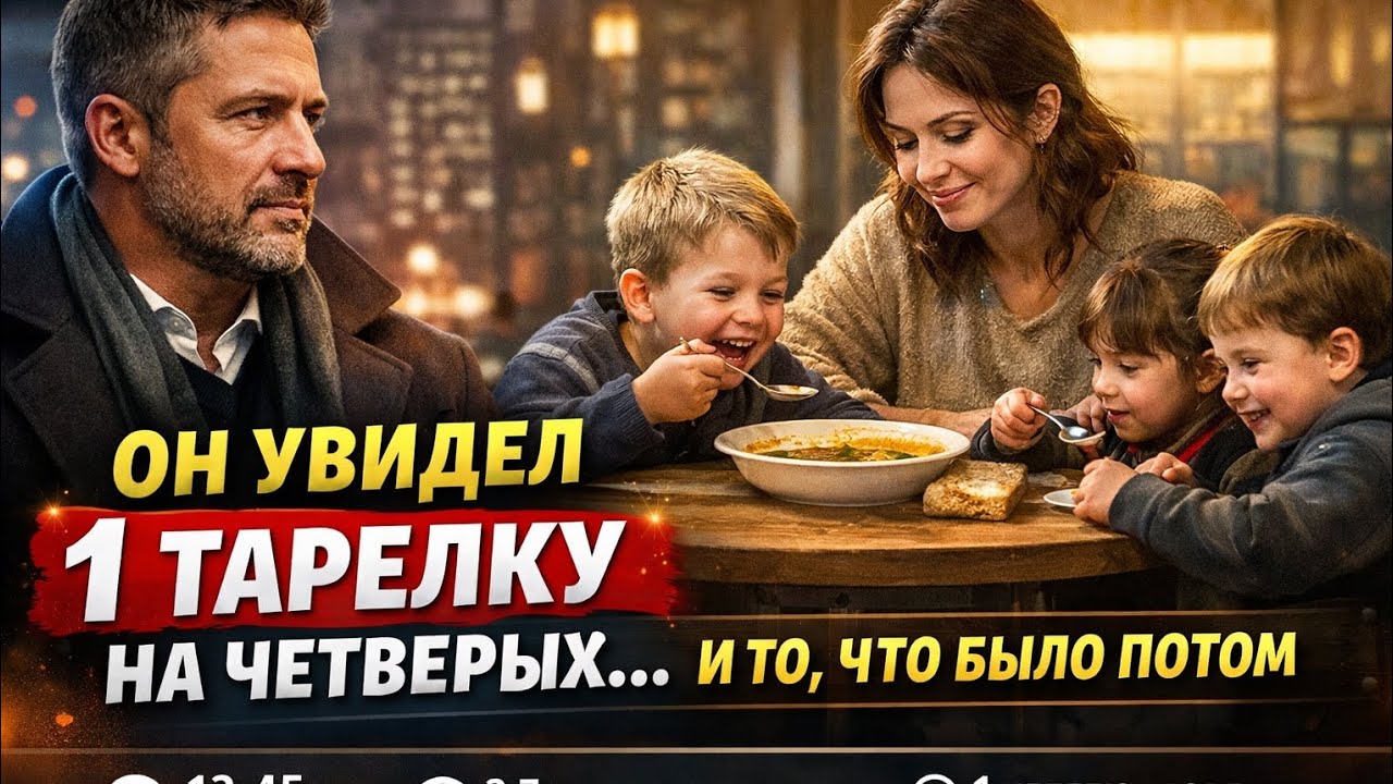 Миллионер увидел, как МАМА делит одну тарелку еды со своими ДЕТЬМИ… то, что произошло потом,
