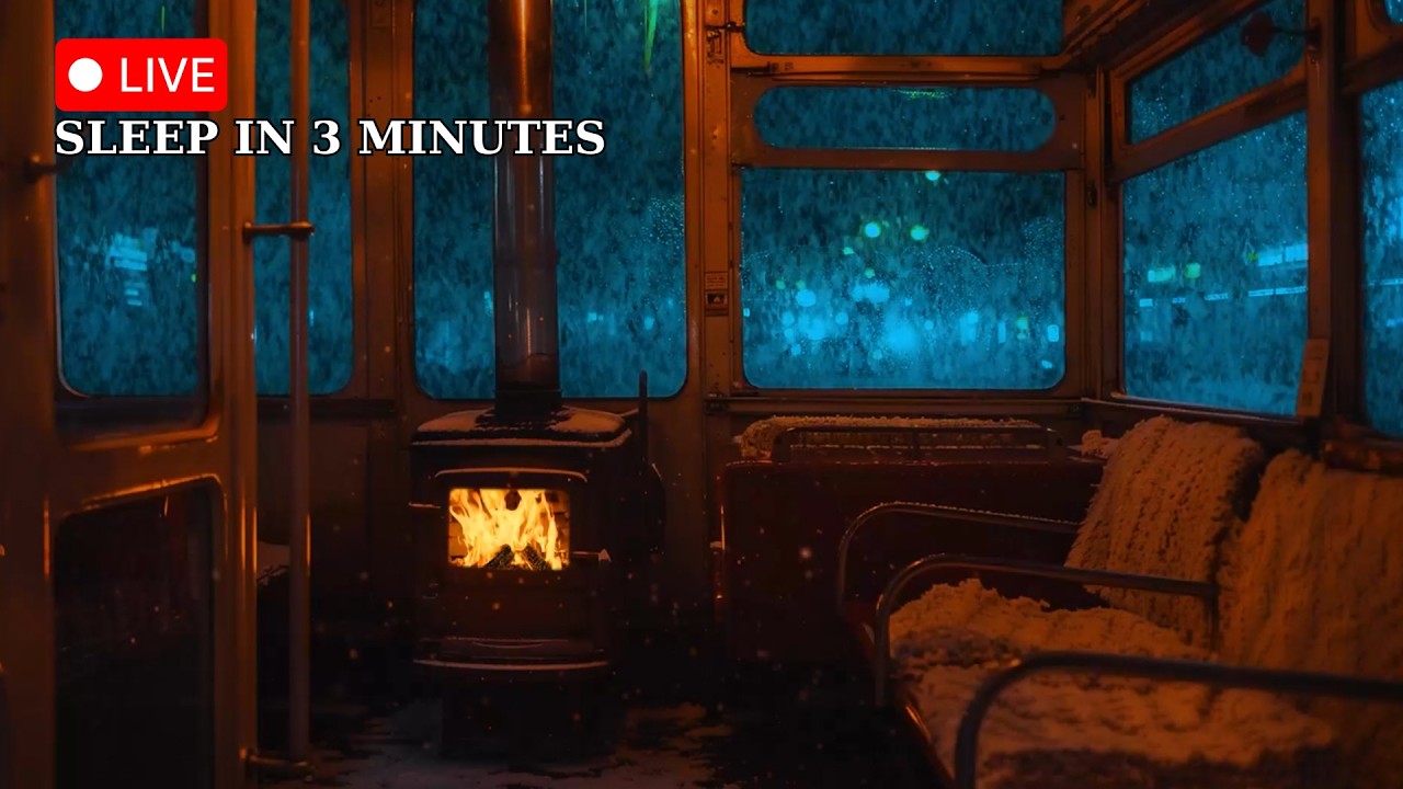 Blizzard Sounds for Sleeping 🌨️ Cozy Winter Ambience, Blowing Snow & Fireplace Sounds 4K