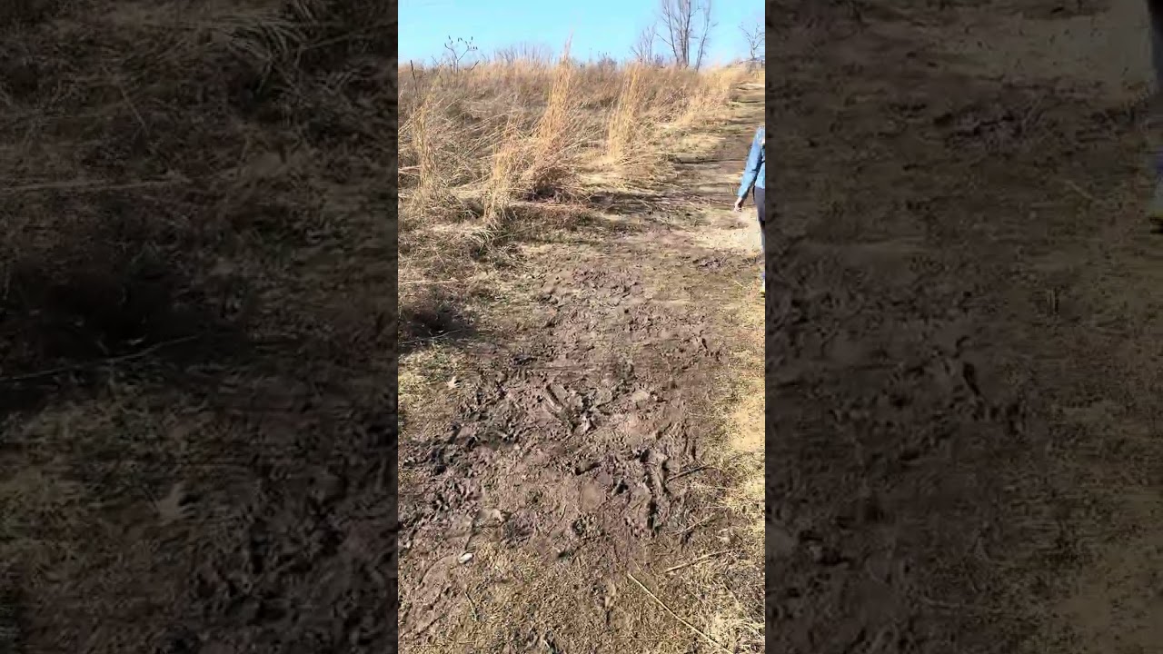 My Mom and I Walking Down a Muddy Trail
