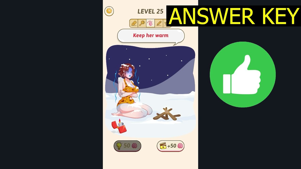Tricky Quiz Brain Out Puzzle LEVEL 25 Keep her warm (ANSWER KEY) Gameplay Walkthrough - SlowMotion