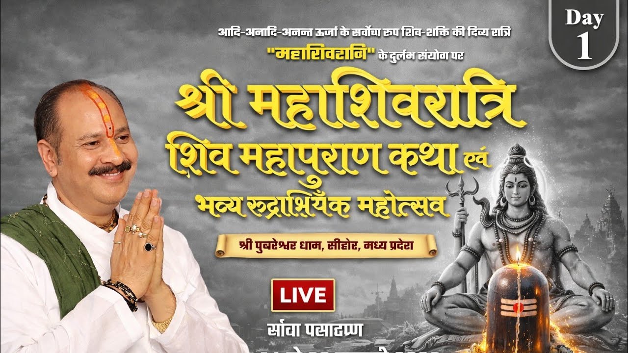 Day - 01 | श्री महाशिवरात्रि शिव महापुराण कथा | पूज्य पंडित प्रदीप जी मिश्रा | सीहोर, मध्य प्रदेश