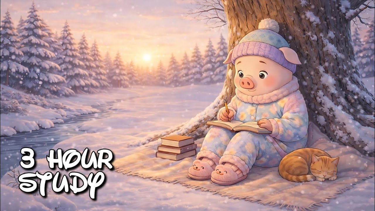 3-Hour Winter Study Session ❄️ Lofi Music with Pig | Deep Focus