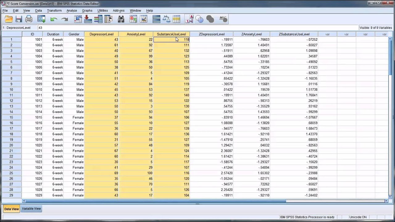 Converting Variables into T Scores in SPSS