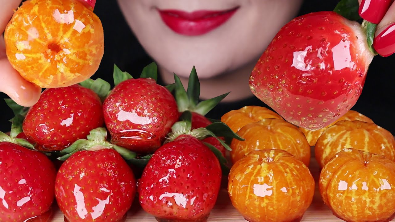 ASMR Tanghulu candied fruits 탕후루(딸기,귤) 먹방 Mukbang Kẹo trái cây フルーツ飴