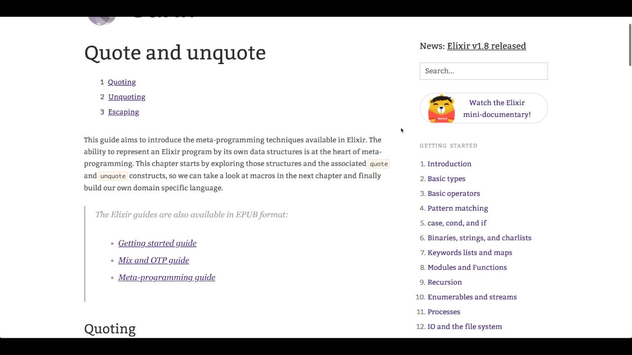 Elixir Guides - Quote and unquote
