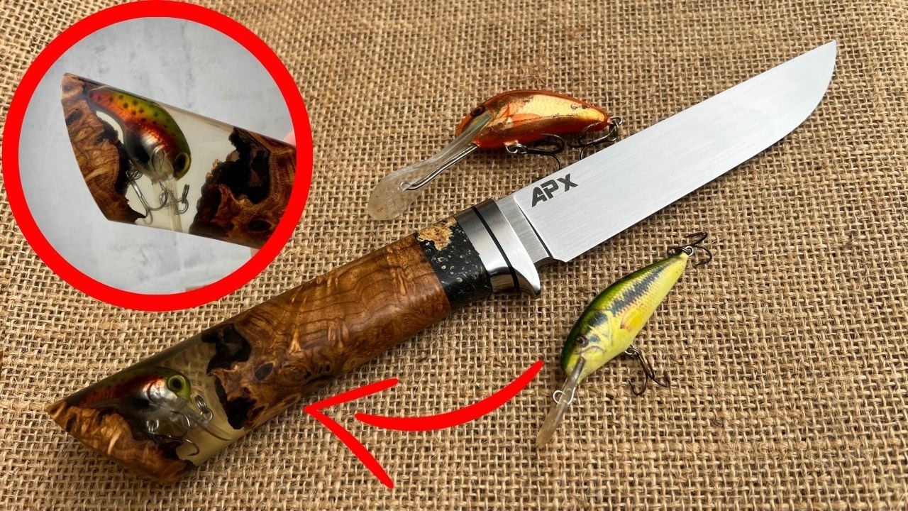 Handmade Fishing Knife with Lure in Epoxy Resin