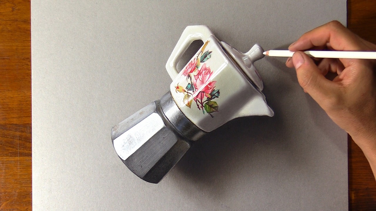 How to draw a moka pot - Time Lapse (long version)