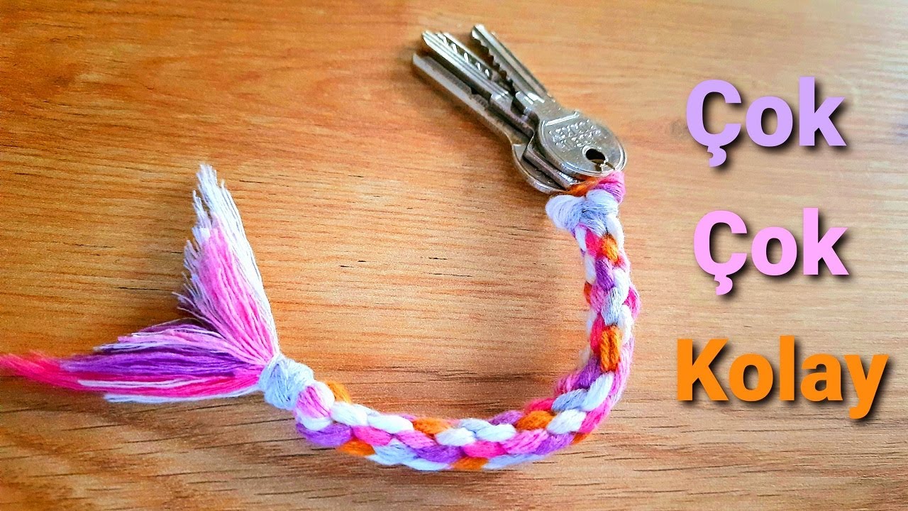 Makrome Deniz Kızı Anahtarlık Yapılışı | Macrame Mermaid Keychain Making | Braiding easy round cord