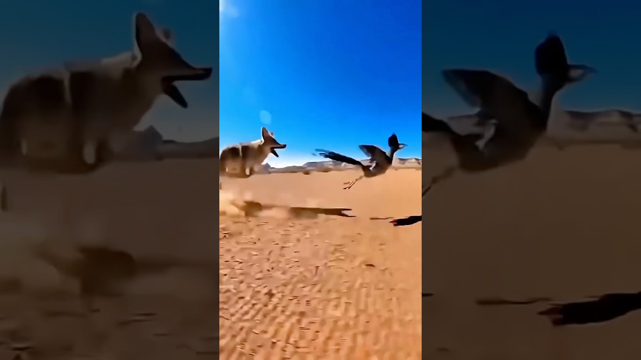 Огромная птица-бегун быстро бегает и обманывает койотов! 🐦🏃&zwj;♂️ #животные #смешно #наука #короткий...