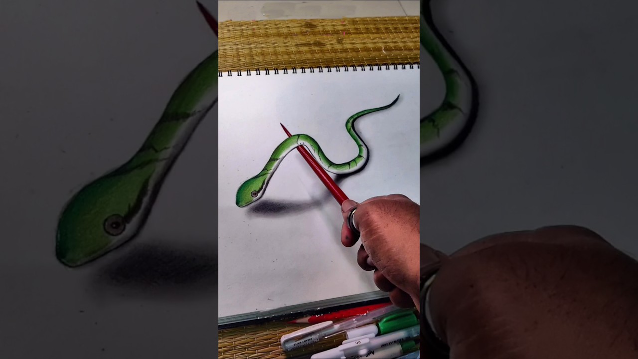 how to draw a realistic snake how to draw a snake easy and 3D sanke 🐍🐍